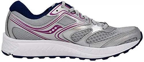 Saucony Women's VERSAFOAM Cohesion 12 Grey/Navy/Purple Road Running Shoe 8.5 Medium US