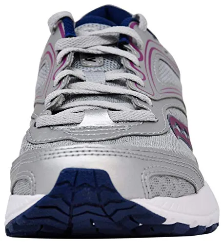 Saucony Women's VERSAFOAM Cohesion 12 Grey/Navy/Purple Road Running Shoe 8.5 Medium US