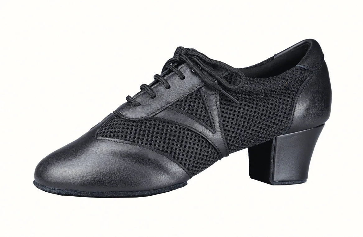 Savannah Shoe - Black Leather & Mesh 1.5" Cuban