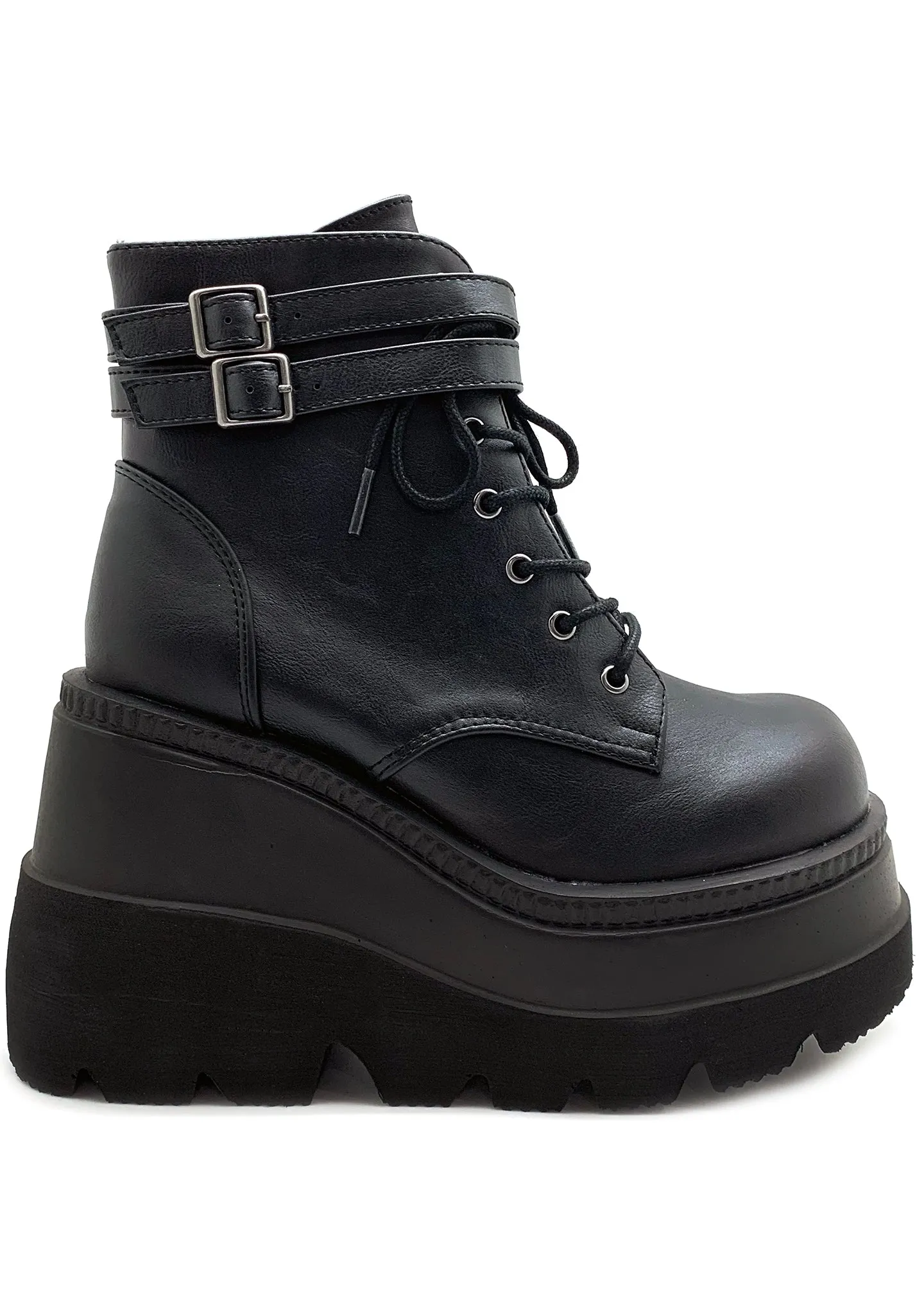 SHAKER 52 Damage Control Black Platform Boots