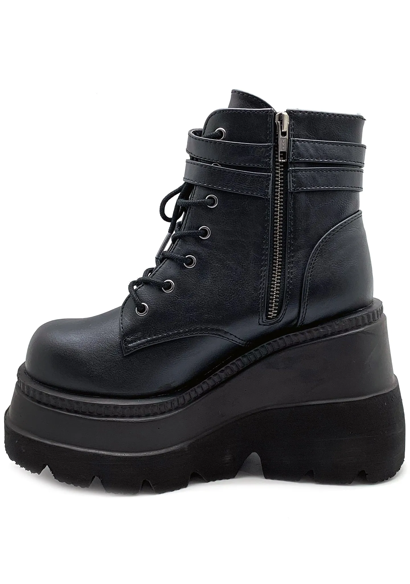 SHAKER 52 Damage Control Black Platform Boots