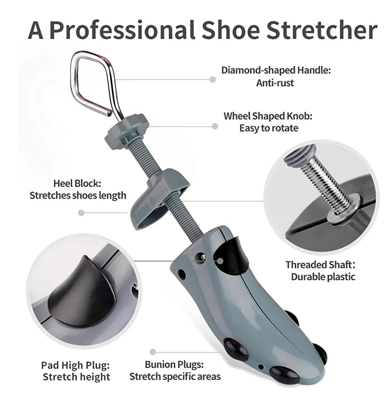 Shoe Stretcher Men, 4-Way Shoe Expander Widener for Wide Feet shoe tree shaper Color Gray