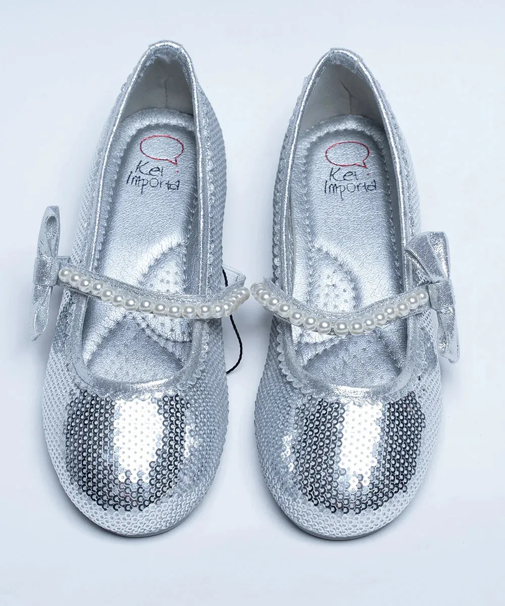 Silver Sequin Sandals for Little Ones