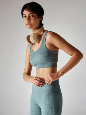 Slate Blue Contoured Seamless Sports Bra