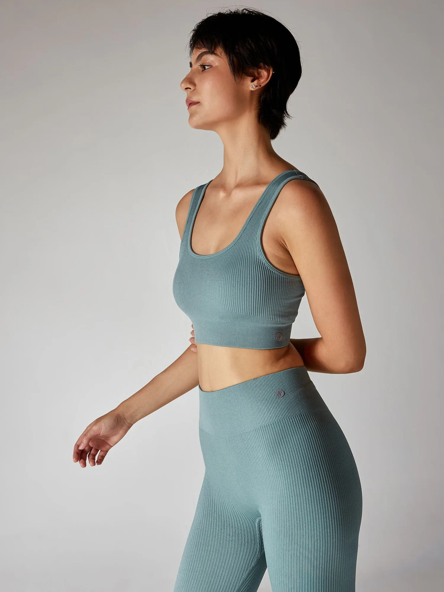 Slate Blue Contoured Seamless Sports Bra