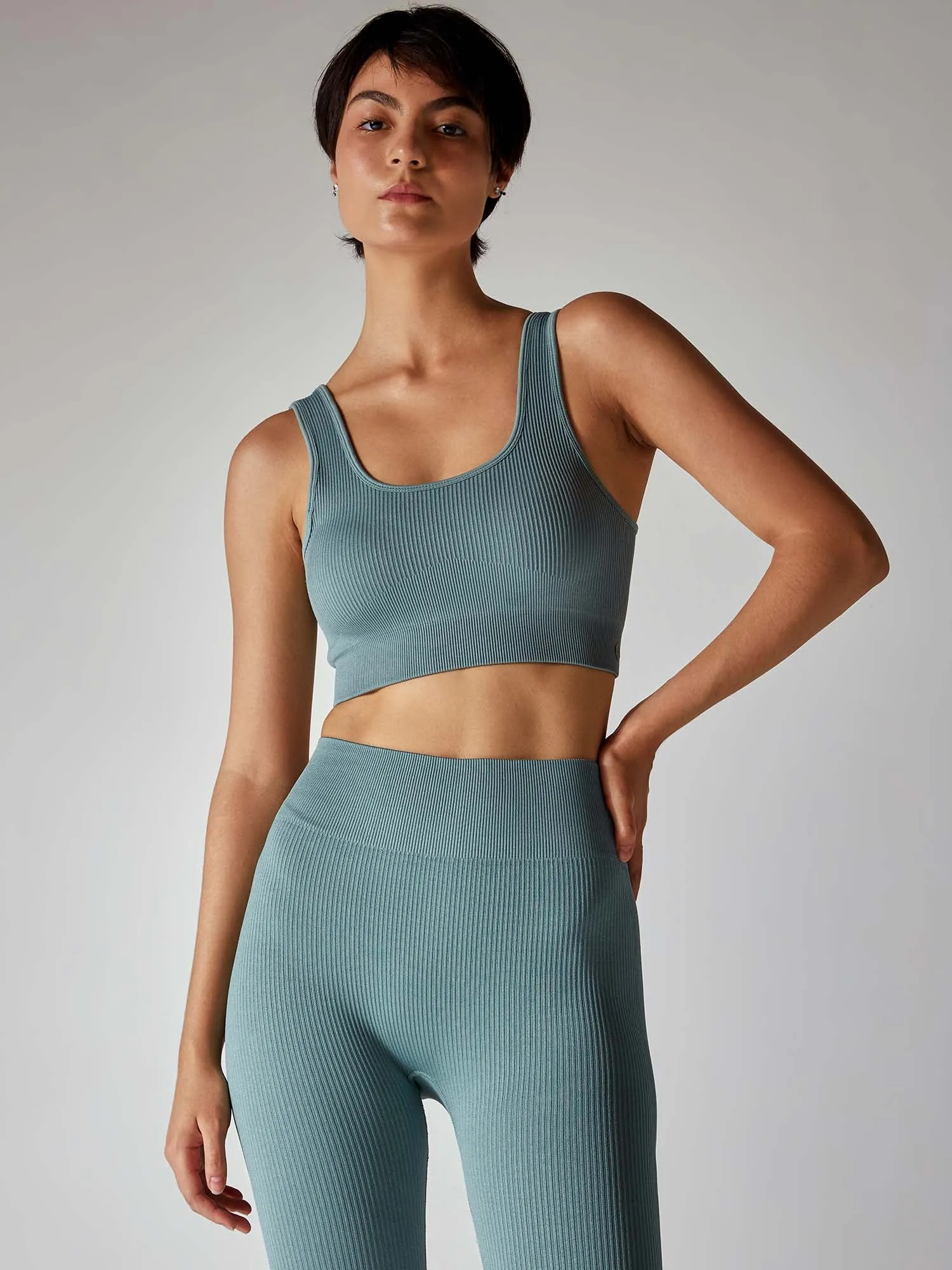 Slate Blue Seamless Cinched Activewear Set