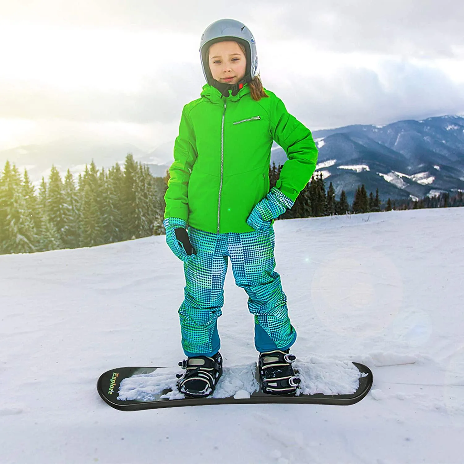 Snowboard for Kids Beginners - 43.3" Adjustable Step-in Bindings Winter Sport Ski Snow Board