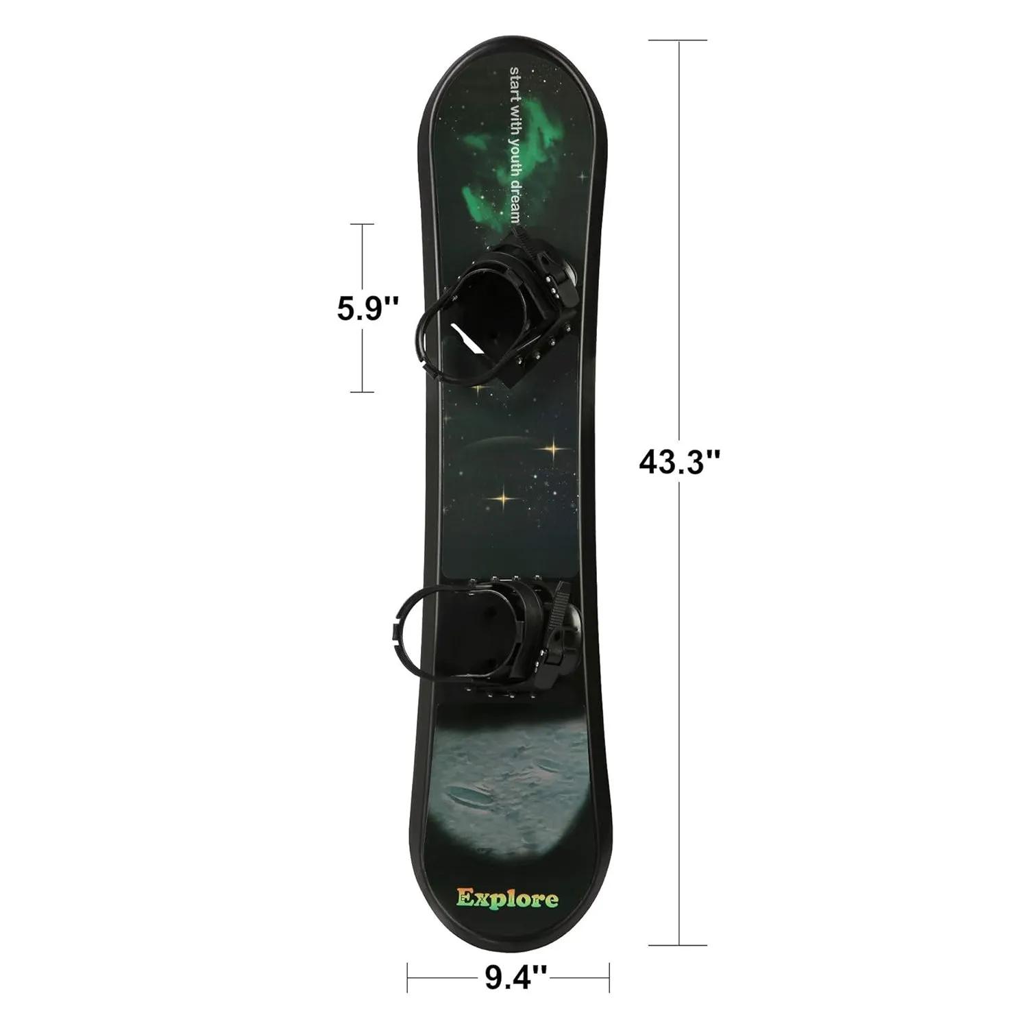 Snowboard for Kids Beginners - 43.3" Adjustable Step-in Bindings Winter Sport Ski Snow Board