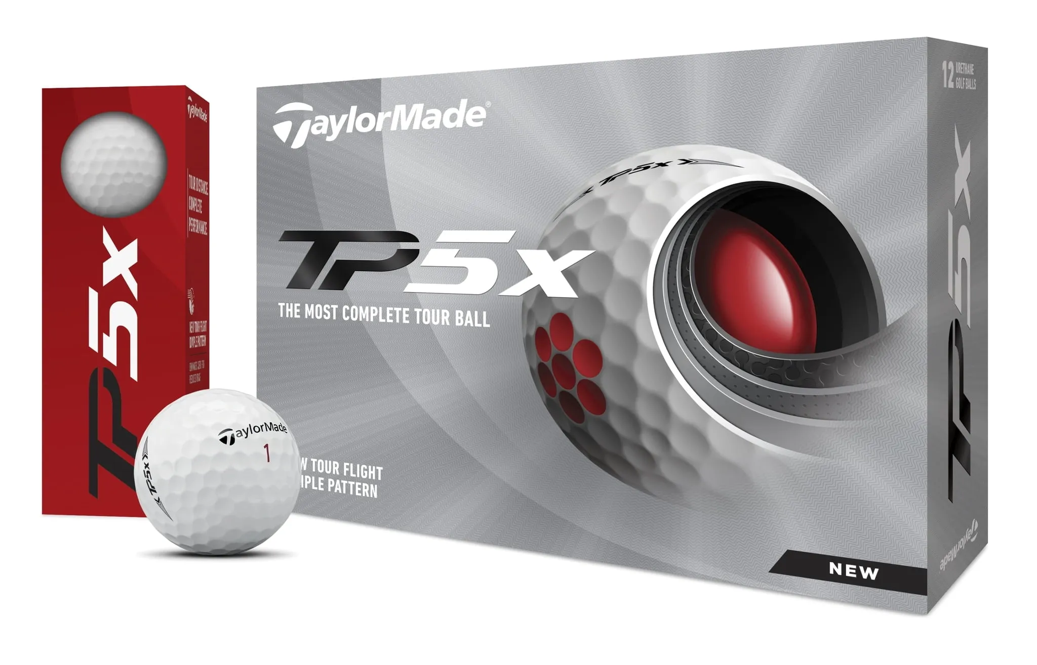 TaylorMade TP5X Urethane Golf Balls, 12 Pack, White