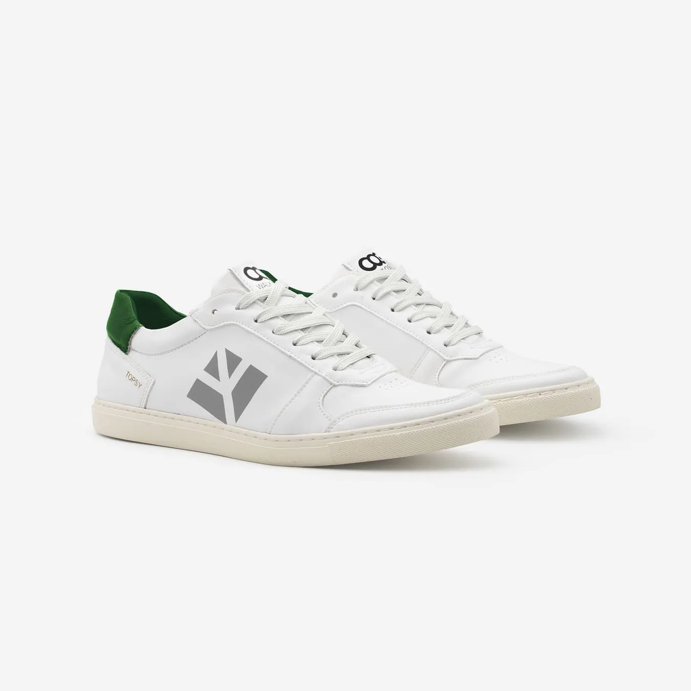 Topsy Unisex Grape Leather Vegan Sneakers | Green & White