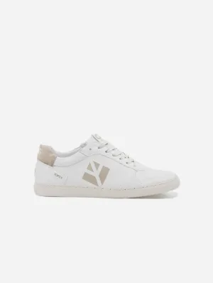 Topsy Unisex Grape Leather Vegan Sneakers | White & Beige