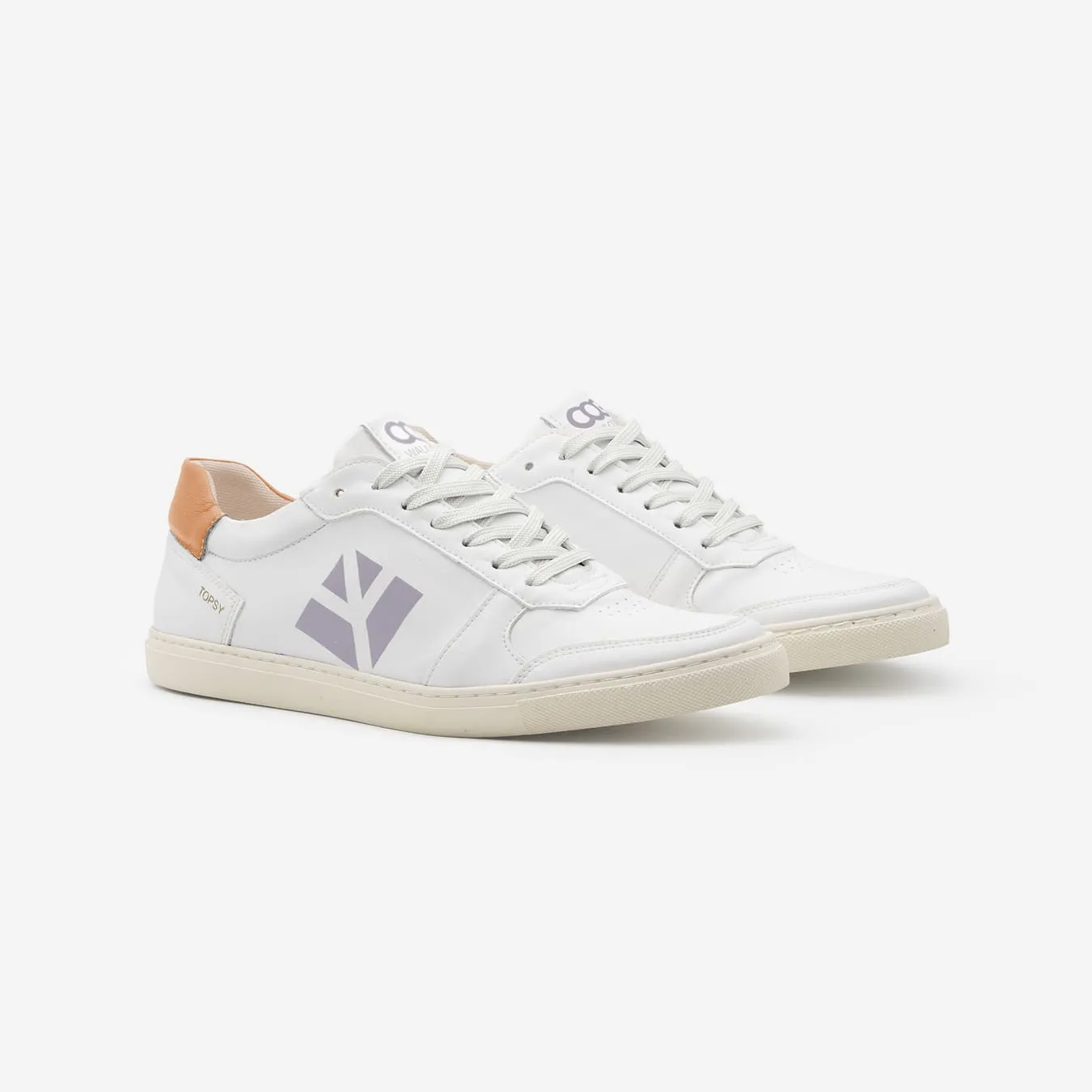 Topsy Womens' Grape Leather Vegan Sneakers | White & Orange