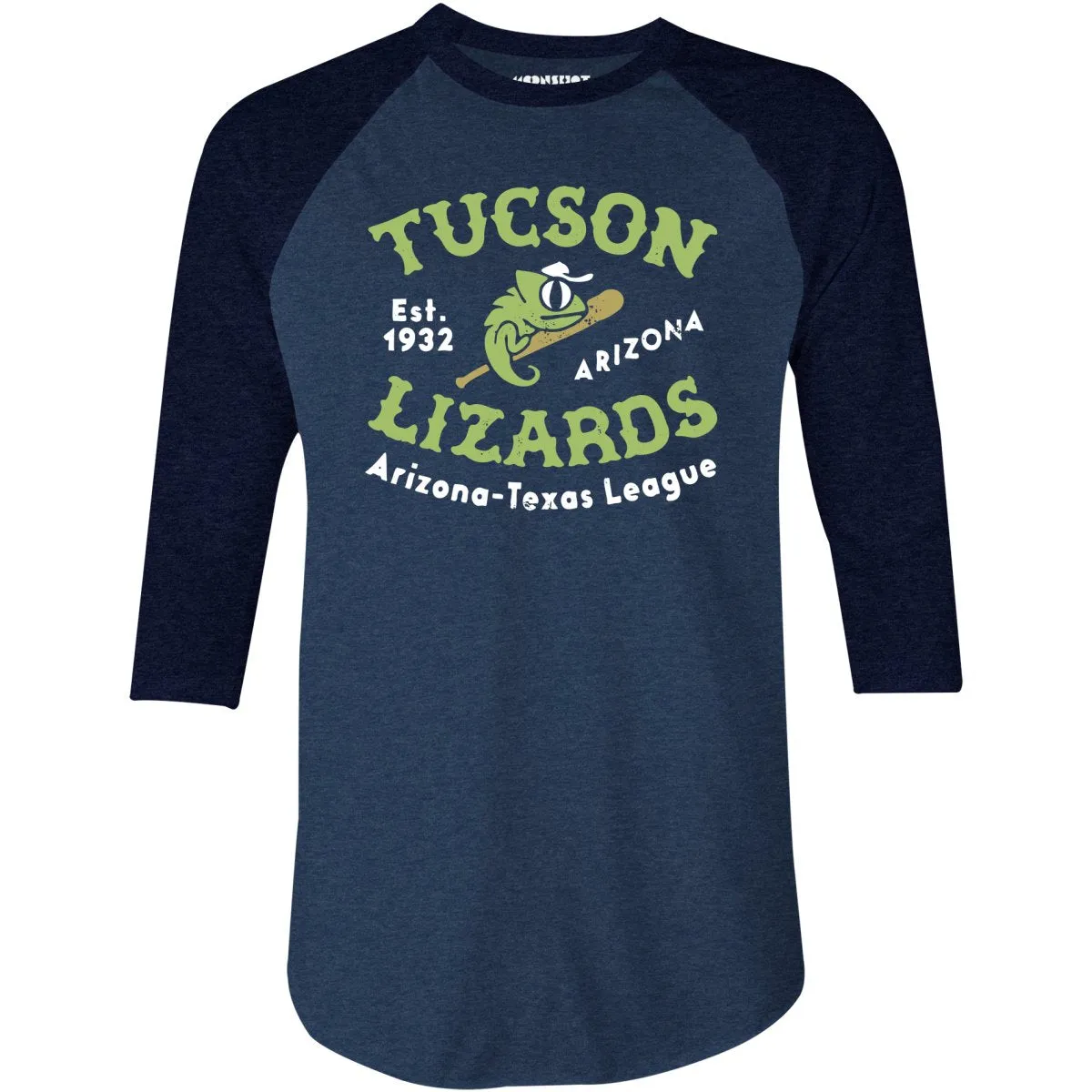 Tucson Lizards - Arizona - Vintage Defunct Baseball Teams - 3/4 Sleeve Raglan T-Shirt