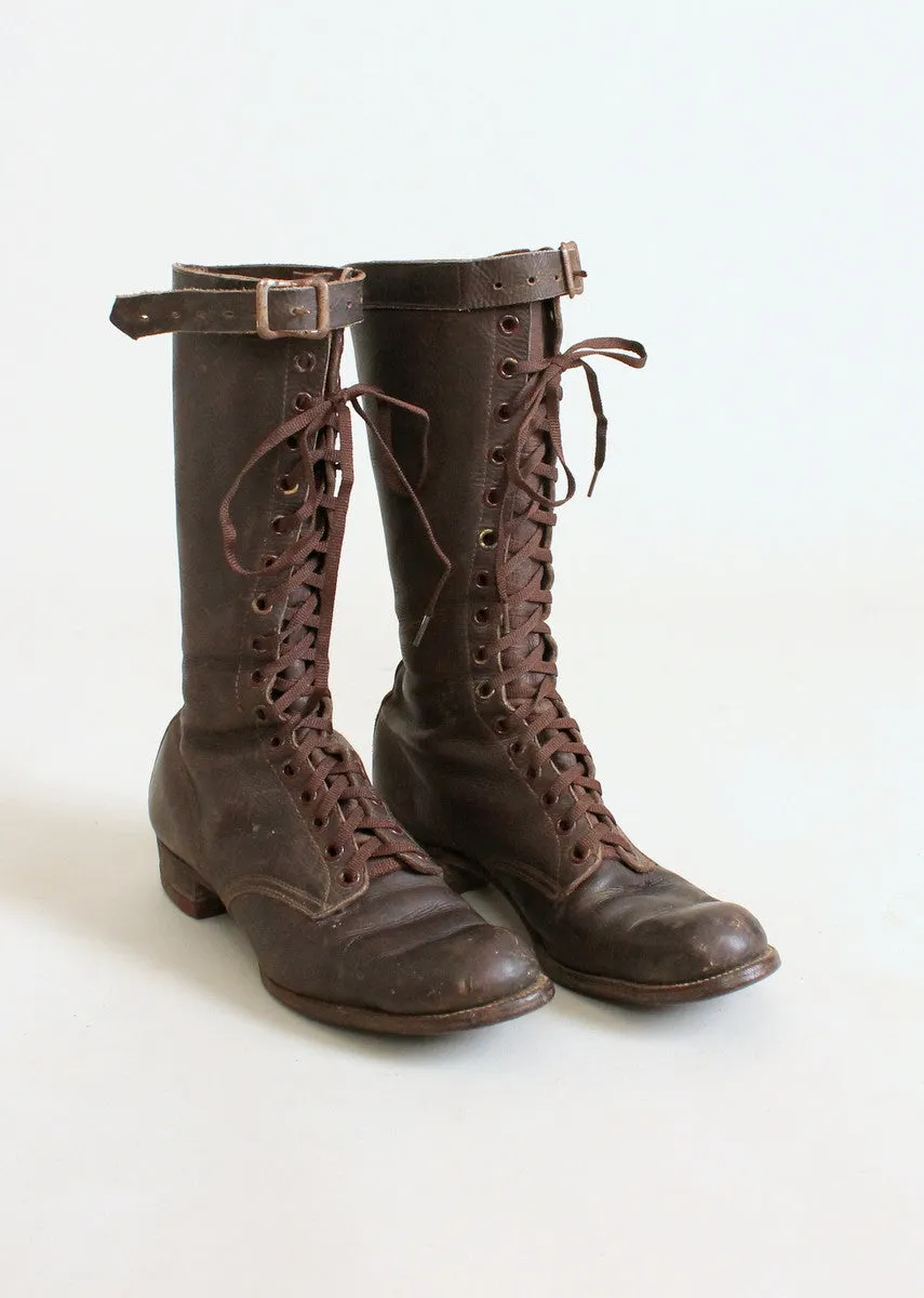 Vintage 1930s Chippewa Tall Lace Up Work Boots