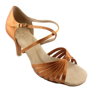 Women's Latin Dance Shoes, 2215 Irina, New Cedar Satin, Heel 7cm Slim